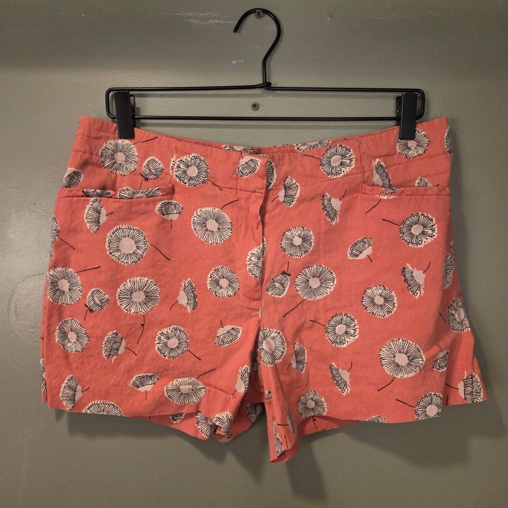 Loft Women's Linen Blend Mid Rise Shorts Size 8 Floral Print 3.5" Inseam